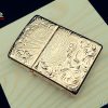 ZIPPO CHÍNH HÃNG KHẮC RỒNG HOA VĂN MẠ VÀNG 18K